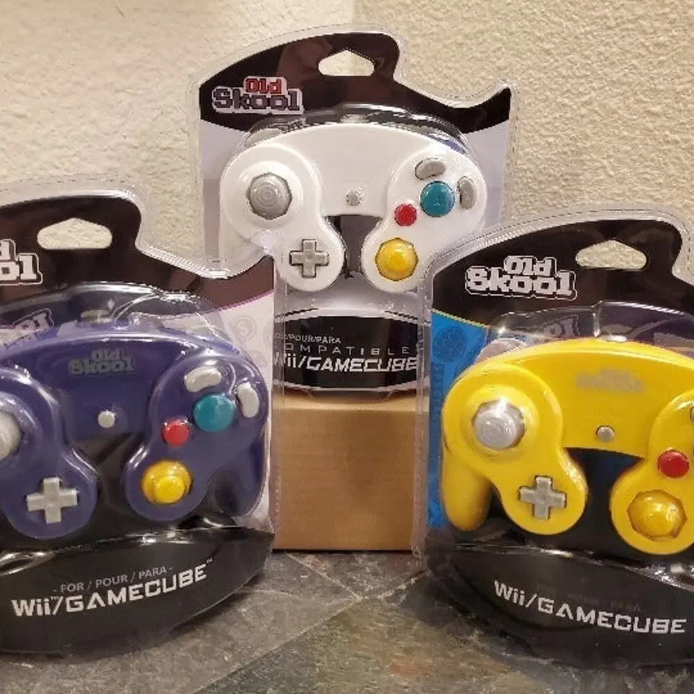 3 Gamecube Controllers - 3 Colors Bundle (NEW) - Purple Yellow White - Nintendo